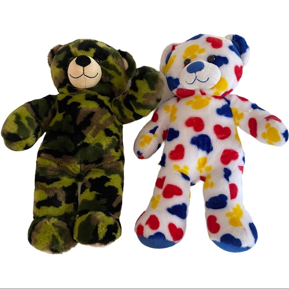Lot of 2 Build-A-Bears Hearts & Paws & Camouflage